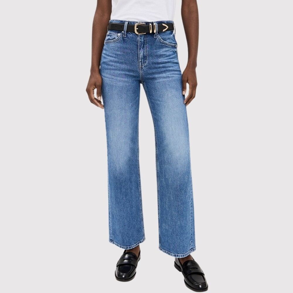 AYR Womens Jeans Blue The Secret Sauce Denim High Rise Wide Leg Medium Wash 28L